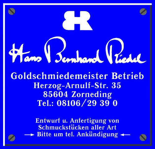 Hans Bernhard Riedel Goldschmiedemeister Betrieb